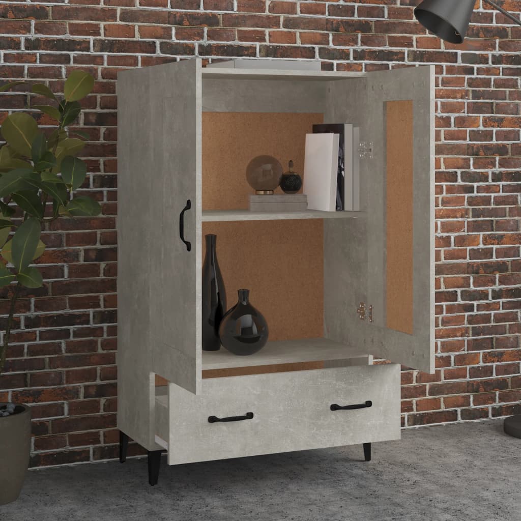 Buffet haut Gris béton 70x31x115 cm Bois d'ingénierie - XIOS