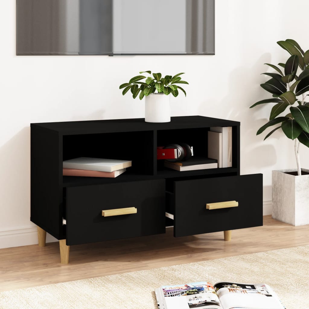 Meuble TV Noir 80x36x50 cm Bois d'ingénierie Meubles TV vidaXL   