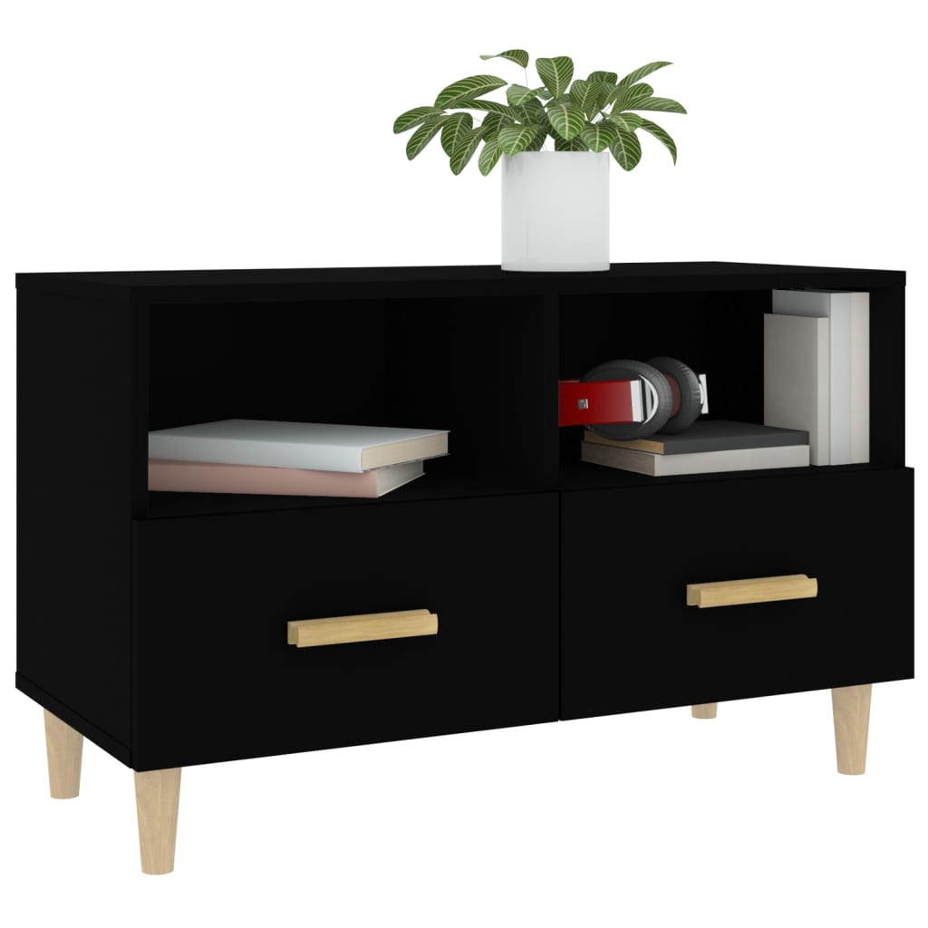 Meuble TV Noir 80x36x50 cm Bois d'ingénierie Meubles TV vidaXL   