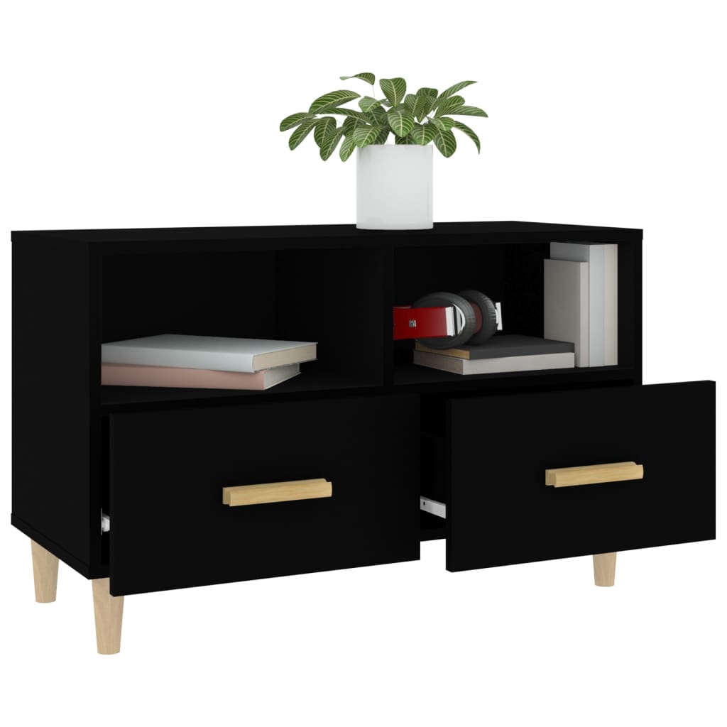 Meuble TV Noir 80x36x50 cm Bois d'ingénierie Meubles TV vidaXL   