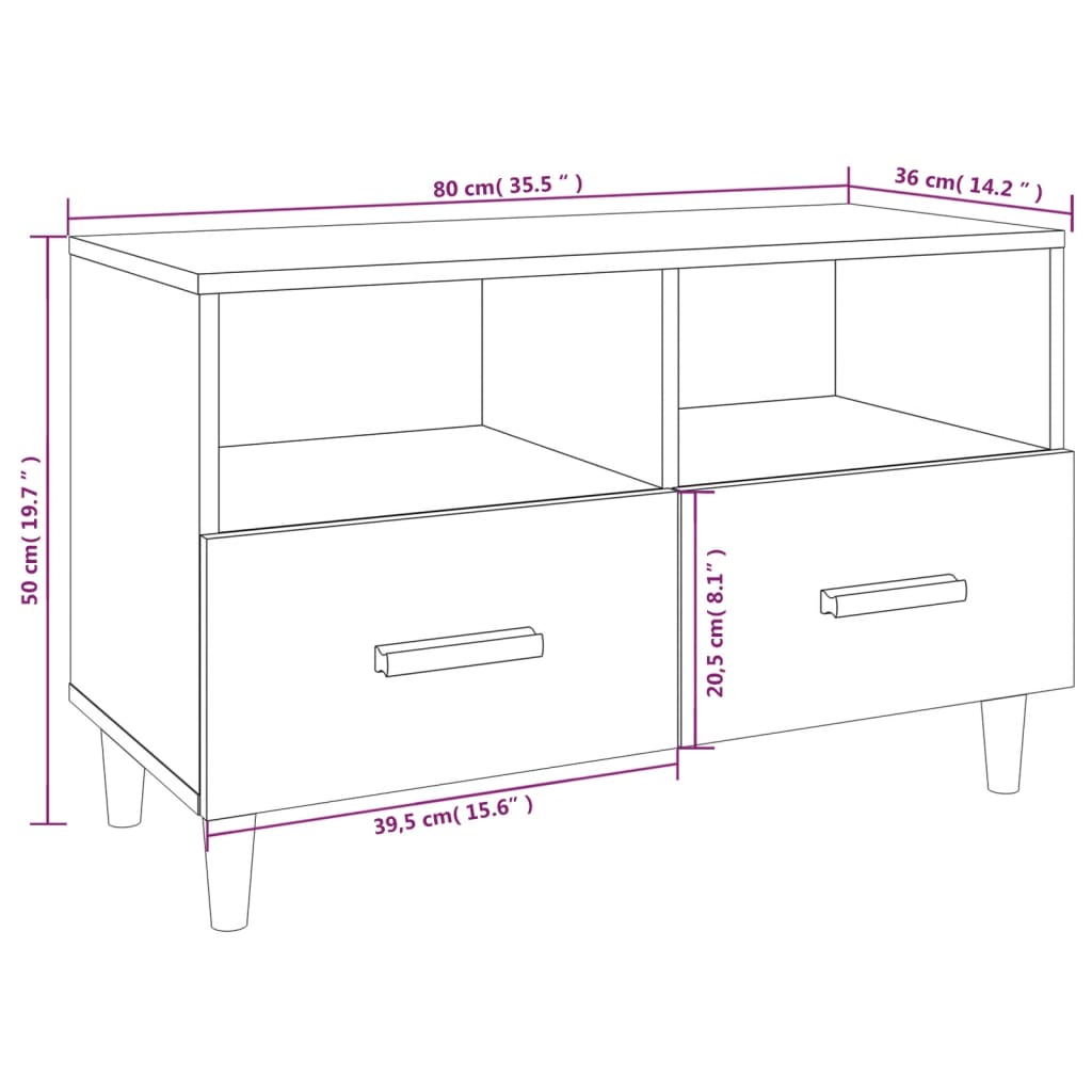 Meuble TV Noir 80x36x50 cm Bois d'ingénierie Meubles TV vidaXL   