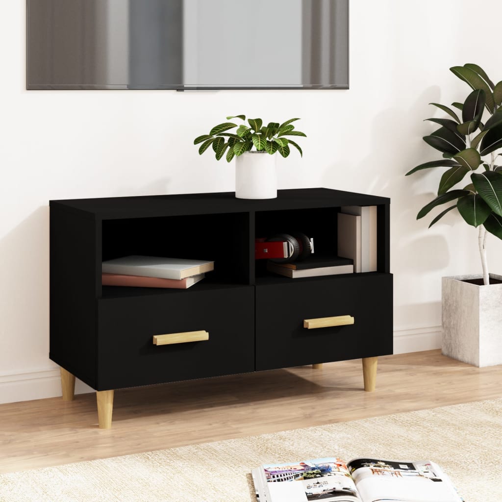 Meuble TV Noir 80x36x50 cm Bois d'ingénierie Meubles TV vidaXL   