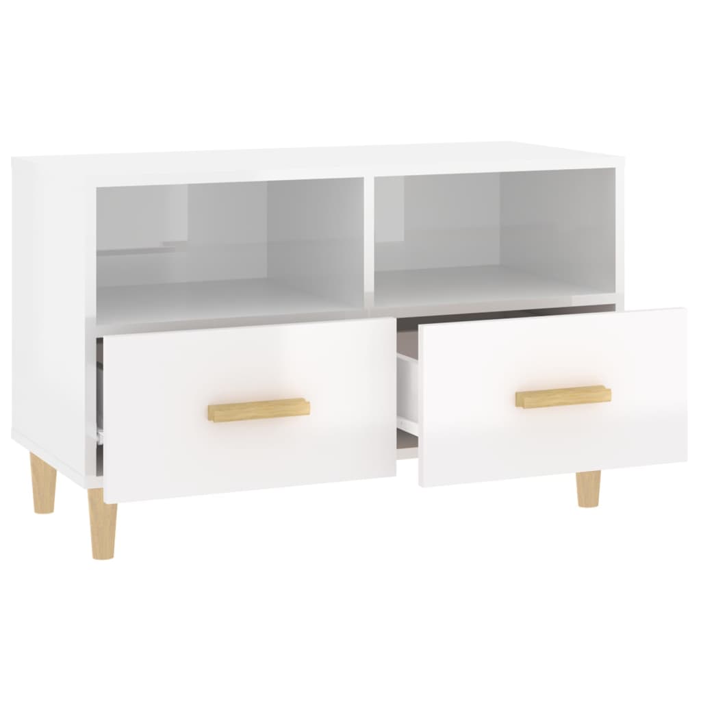 Meuble TV Blanc brillant 80x36x50 cm Bois d'ingénierie Meubles TV vidaXL   