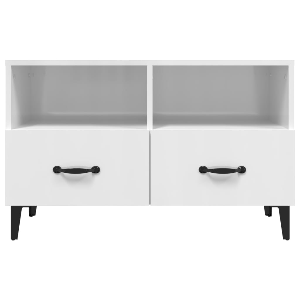 Meuble TV Blanc brillant 80x36x50 cm Bois d'ingénierie - XIOS