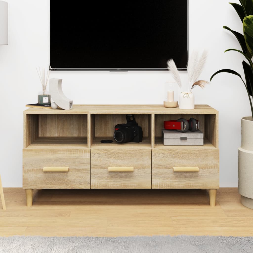 Meuble TV Chêne sonoma 102x36x50 cm Bois d'ingénierie - XIOS