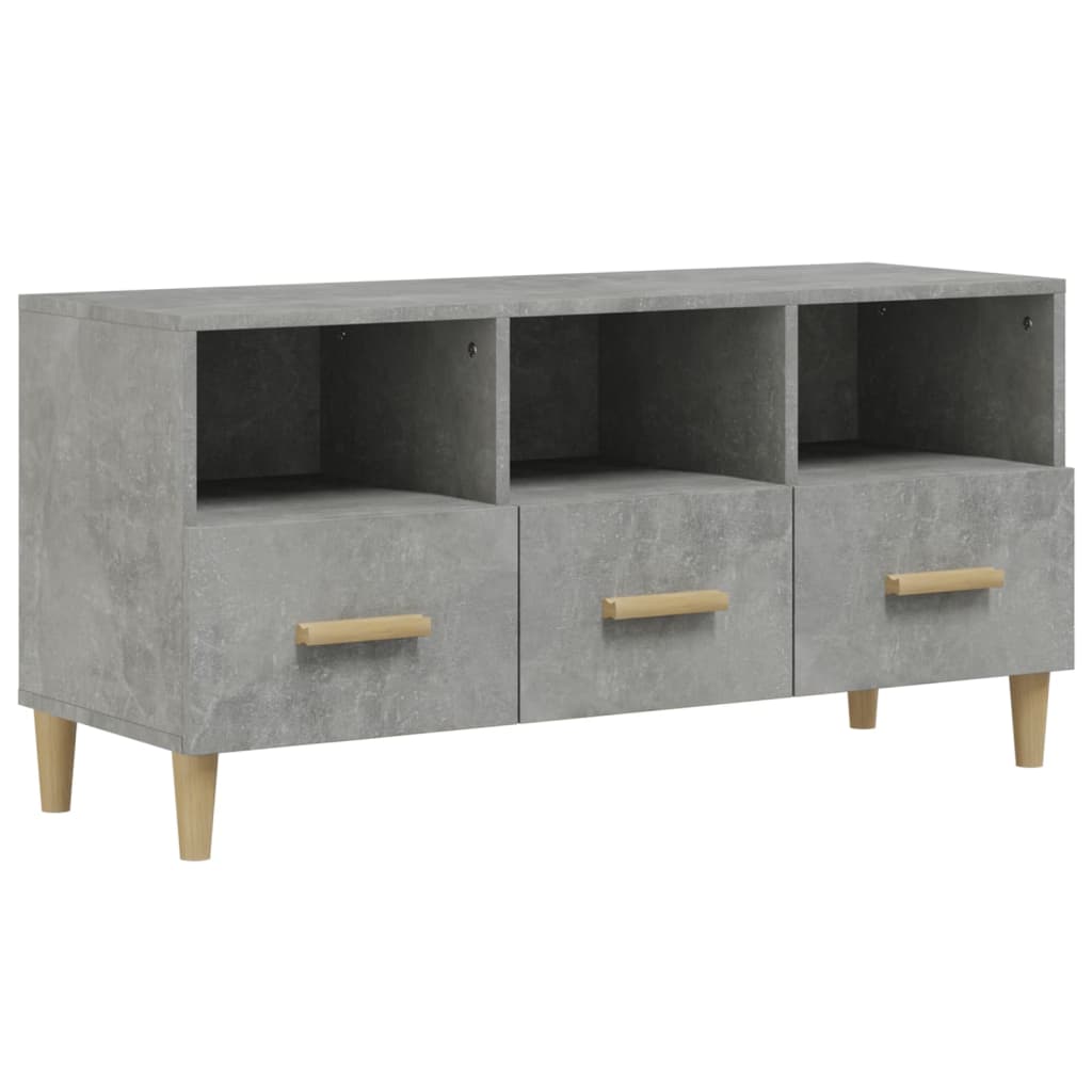 Meuble TV gris béton 102x36x50 cm bois d'ingénierie - XIOS
