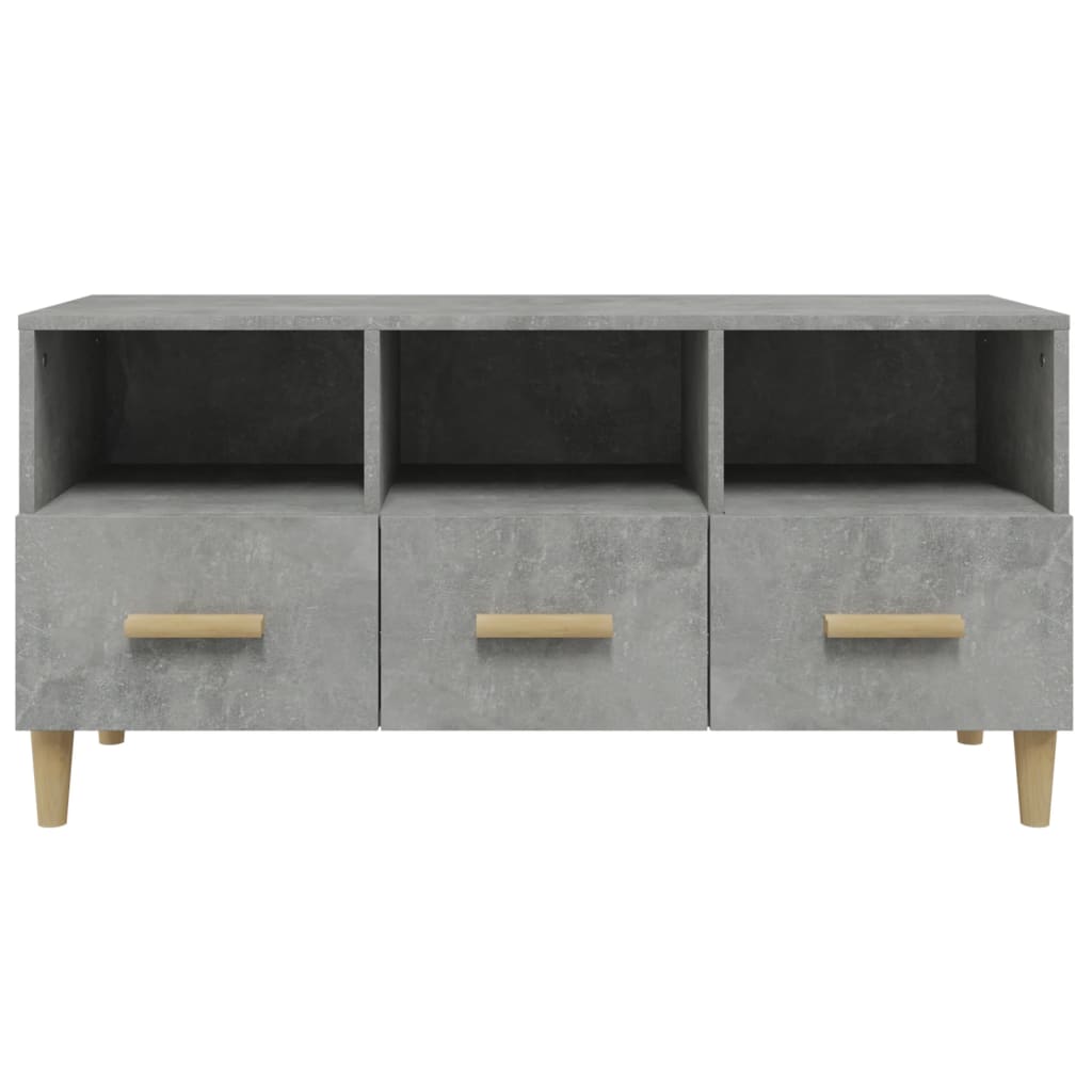 Meuble TV gris béton 102x36x50 cm bois d'ingénierie - XIOS