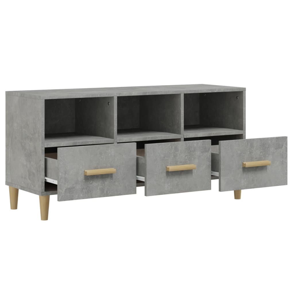 Meuble TV gris béton 102x36x50 cm bois d'ingénierie - XIOS