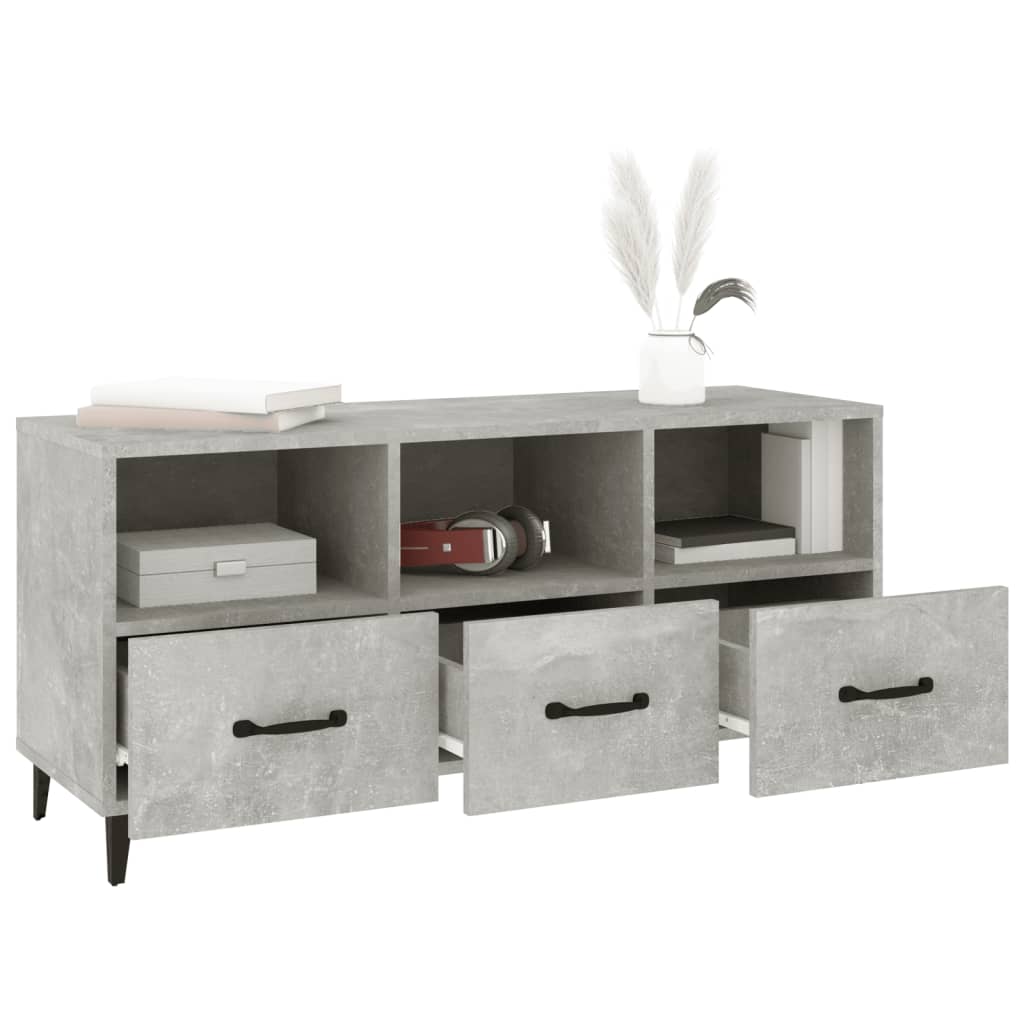Meuble TV Gris béton 102x35x50 cm Bois d'ingénierie - XIOS