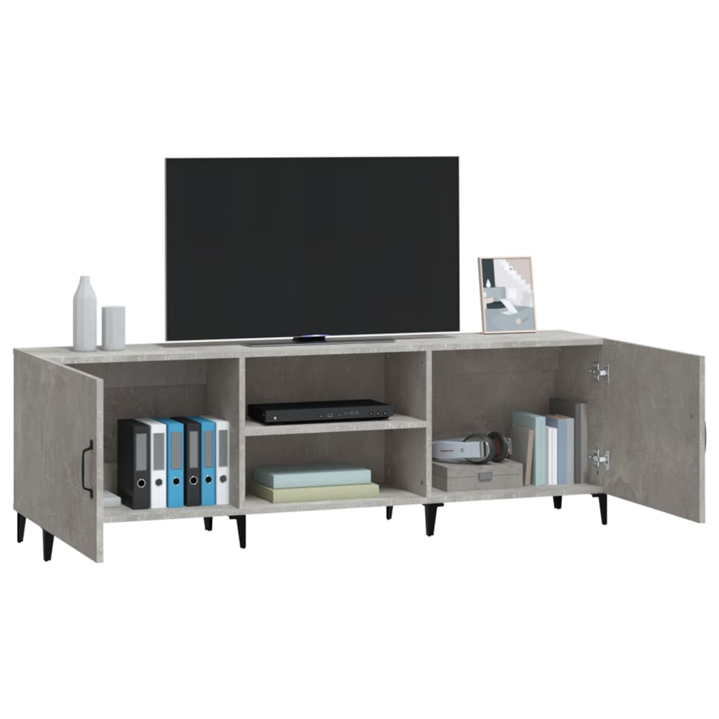 Meuble TV gris béton 150x30x50 cm bois d'ingénierie - XIOS