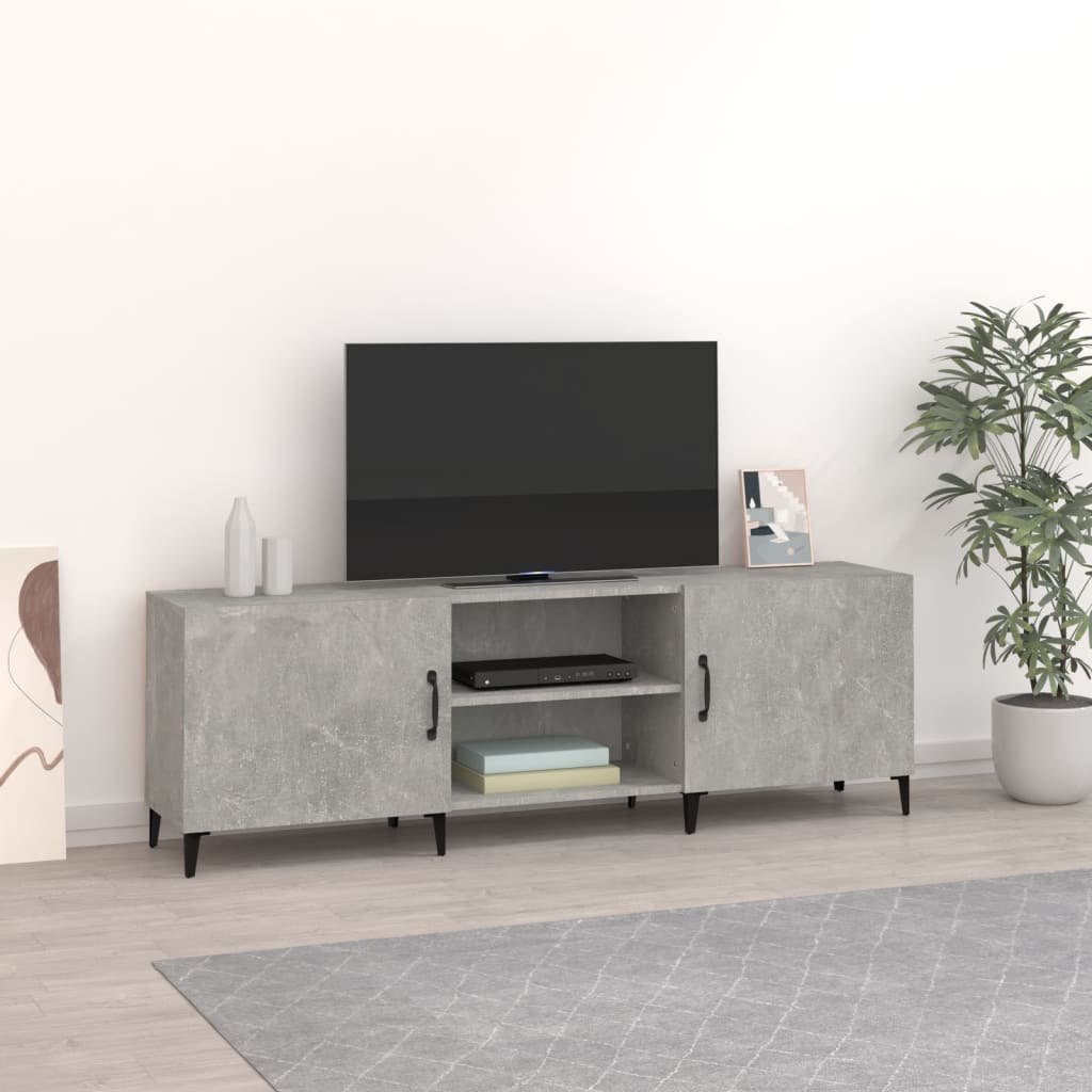 Meuble TV gris béton 150x30x50 cm bois d'ingénierie - XIOS