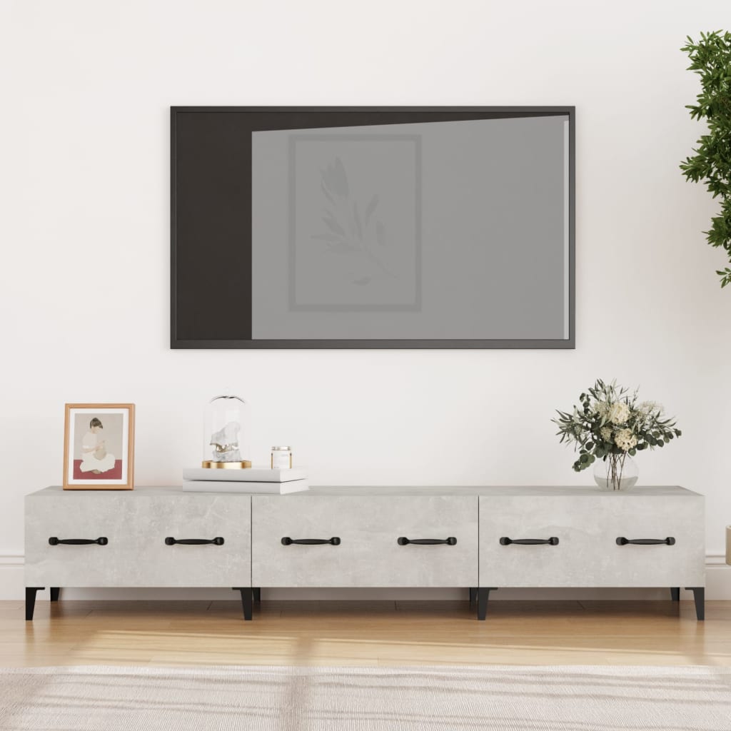 Meuble TV Gris béton 150x34,5x30 cm Bois d'ingénierie - XIOS