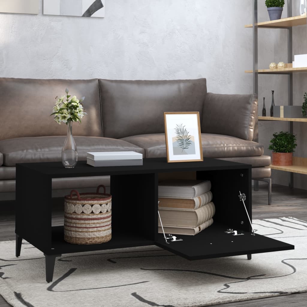 Table basse noir 90x50x40 cm bois d'ingénierie - XIOS