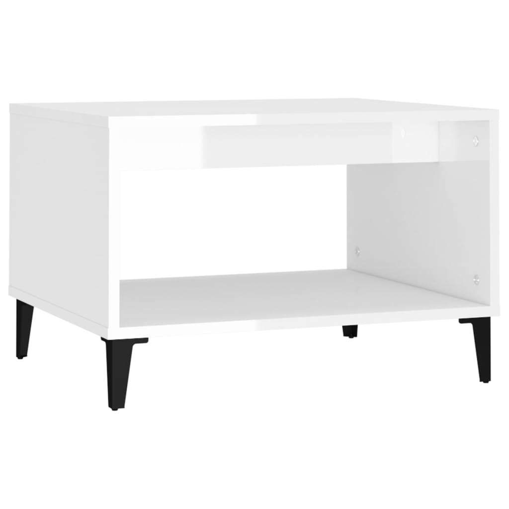 Table basse Blanc brillant 60x50x40 cm Bois d'ingénierie - XIOS