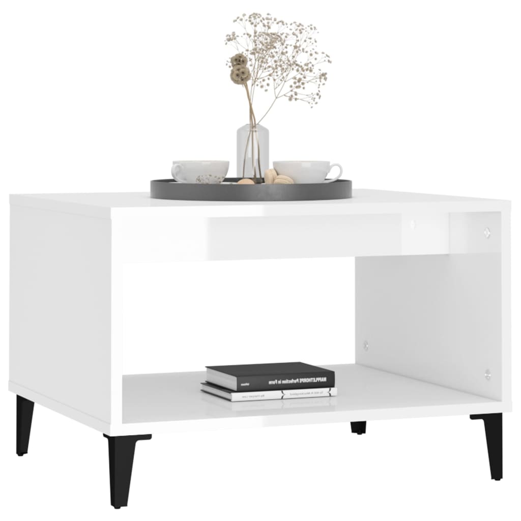 Table basse Blanc brillant 60x50x40 cm Bois d'ingénierie - XIOS
