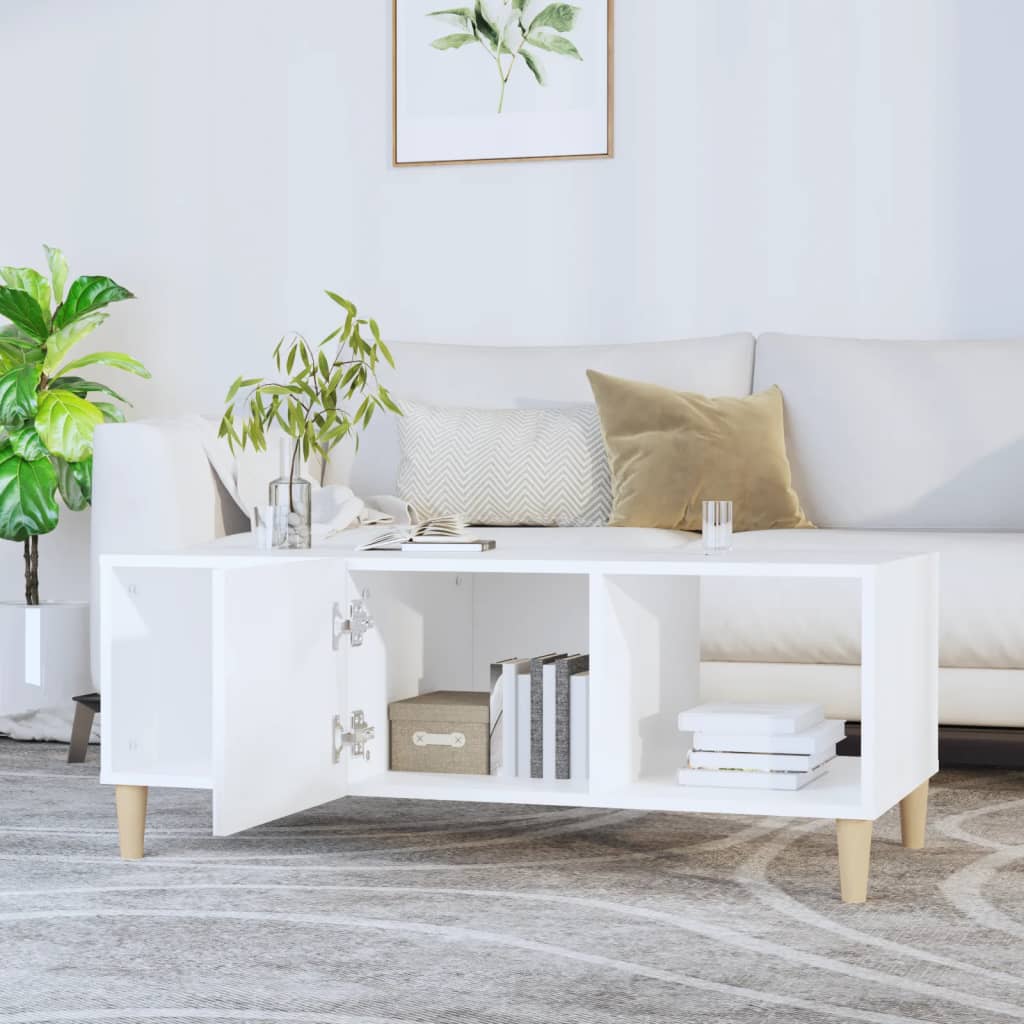 Table basse blanc 102x50x40 cm bois d'ingénierie - XIOS