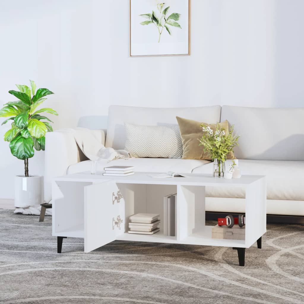 Table basse Blanc 102x50x40 cm Bois d'ingénierie - XIOS