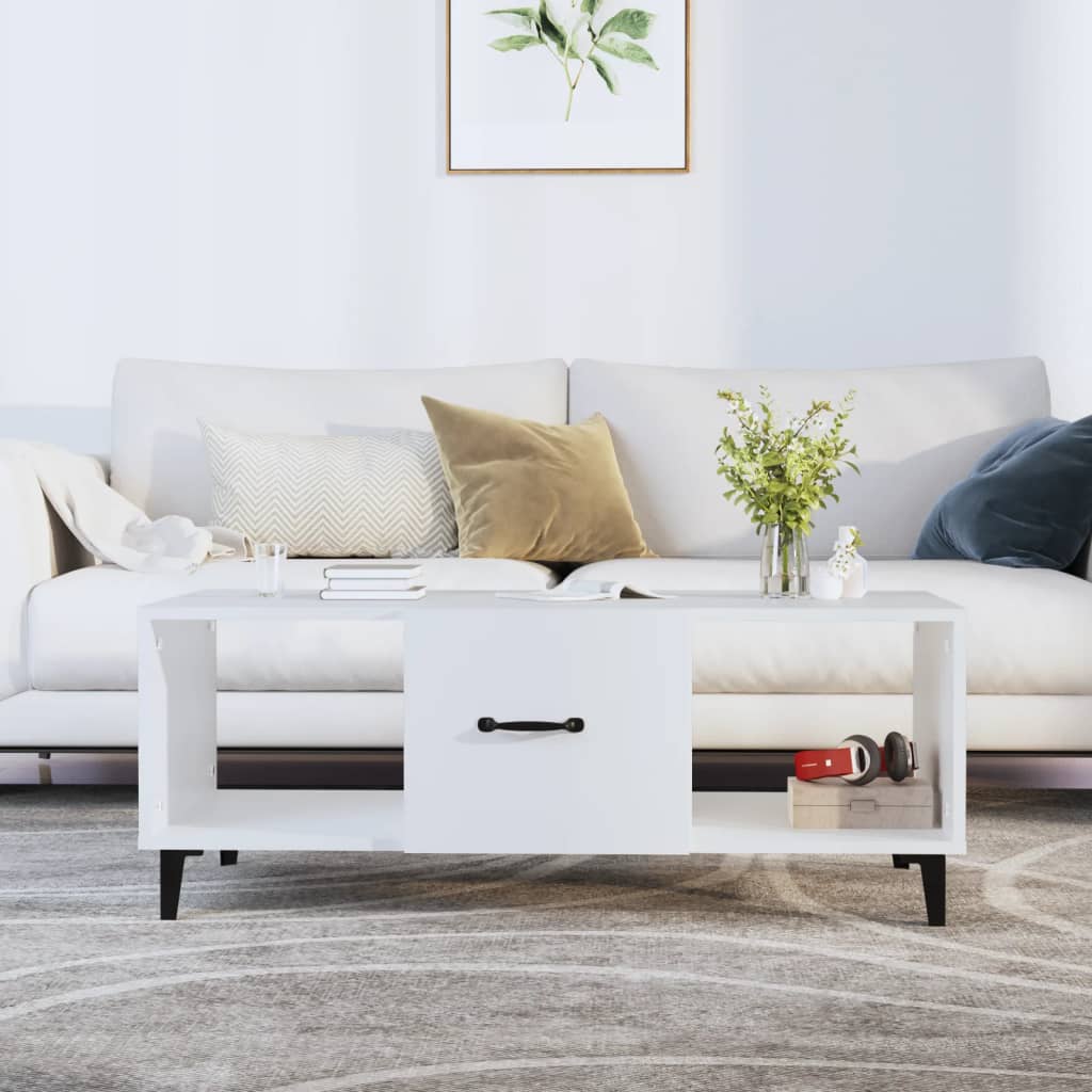 Table basse Blanc 102x50x40 cm Bois d'ingénierie - XIOS