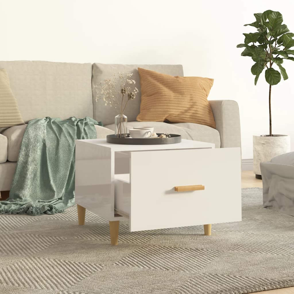 Table basse Blanc brillant 50x50x40 cm Bois d'ingénierie - XIOS