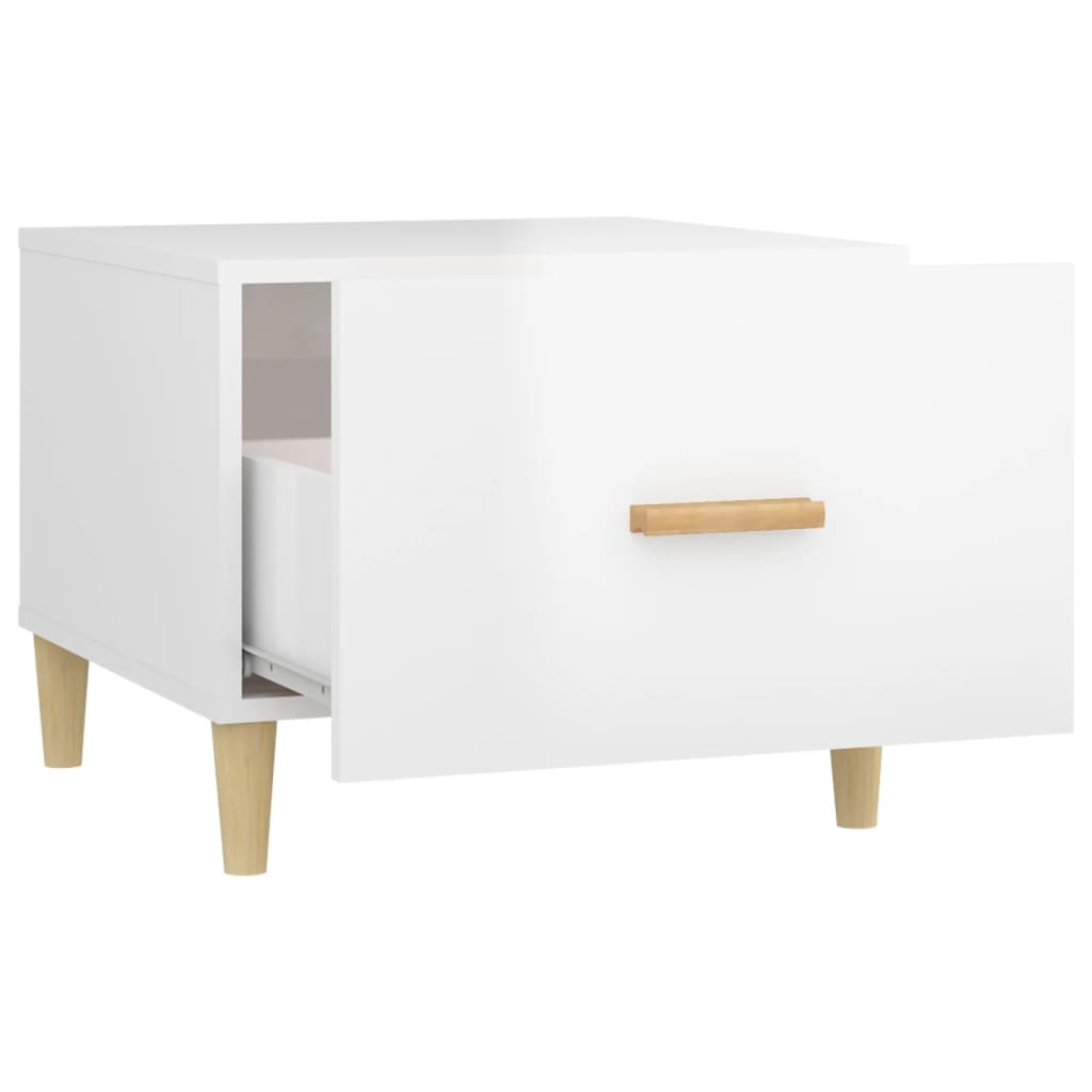 Table basse Blanc brillant 50x50x40 cm Bois d'ingénierie - XIOS