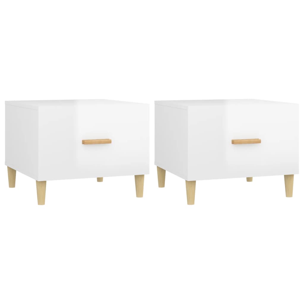 Tables basses 2 pcs blanc brillant 50x50x40cm bois d'ingénierie - XIOS