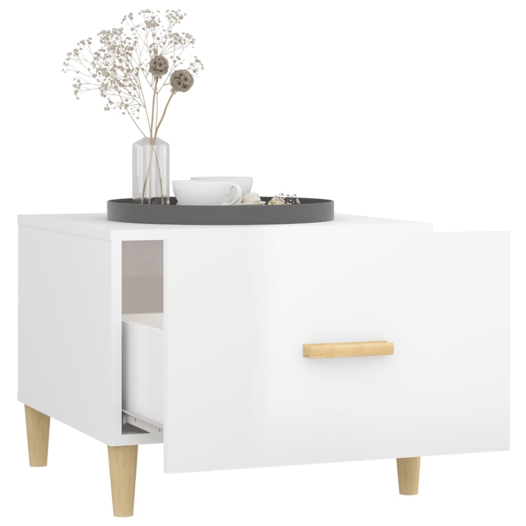 Tables basses 2 pcs blanc brillant 50x50x40cm bois d'ingénierie - XIOS