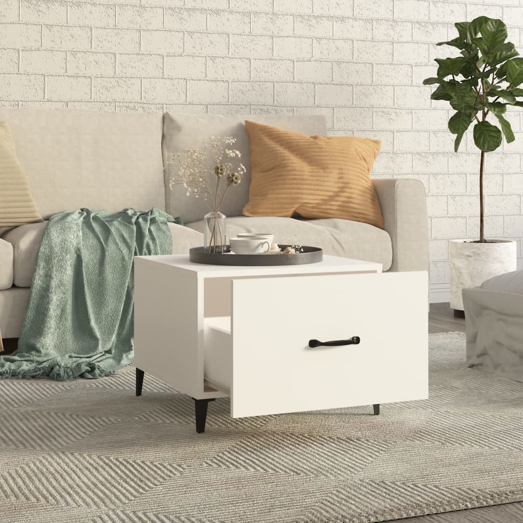 Table basse avec pieds en métal Blanc 50x50x40 cm - XIOS