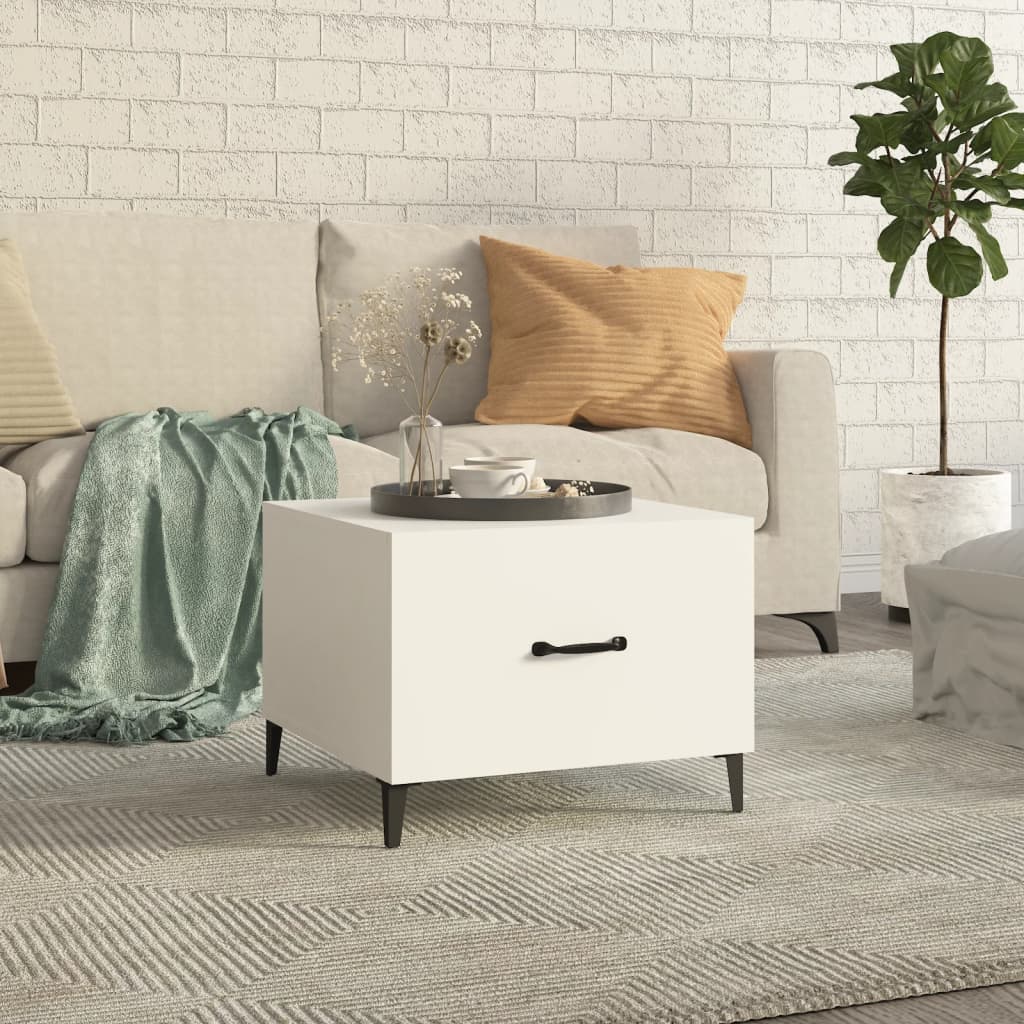 Table basse avec pieds en métal Blanc 50x50x40 cm - XIOS