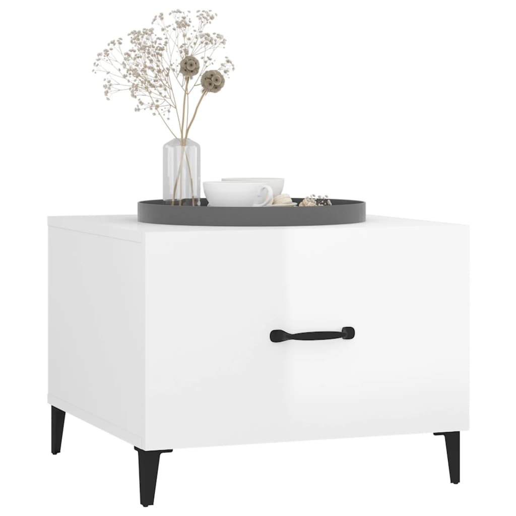 Table basse avec pieds en métal Blanc brillant 50x50x40 cm - XIOS