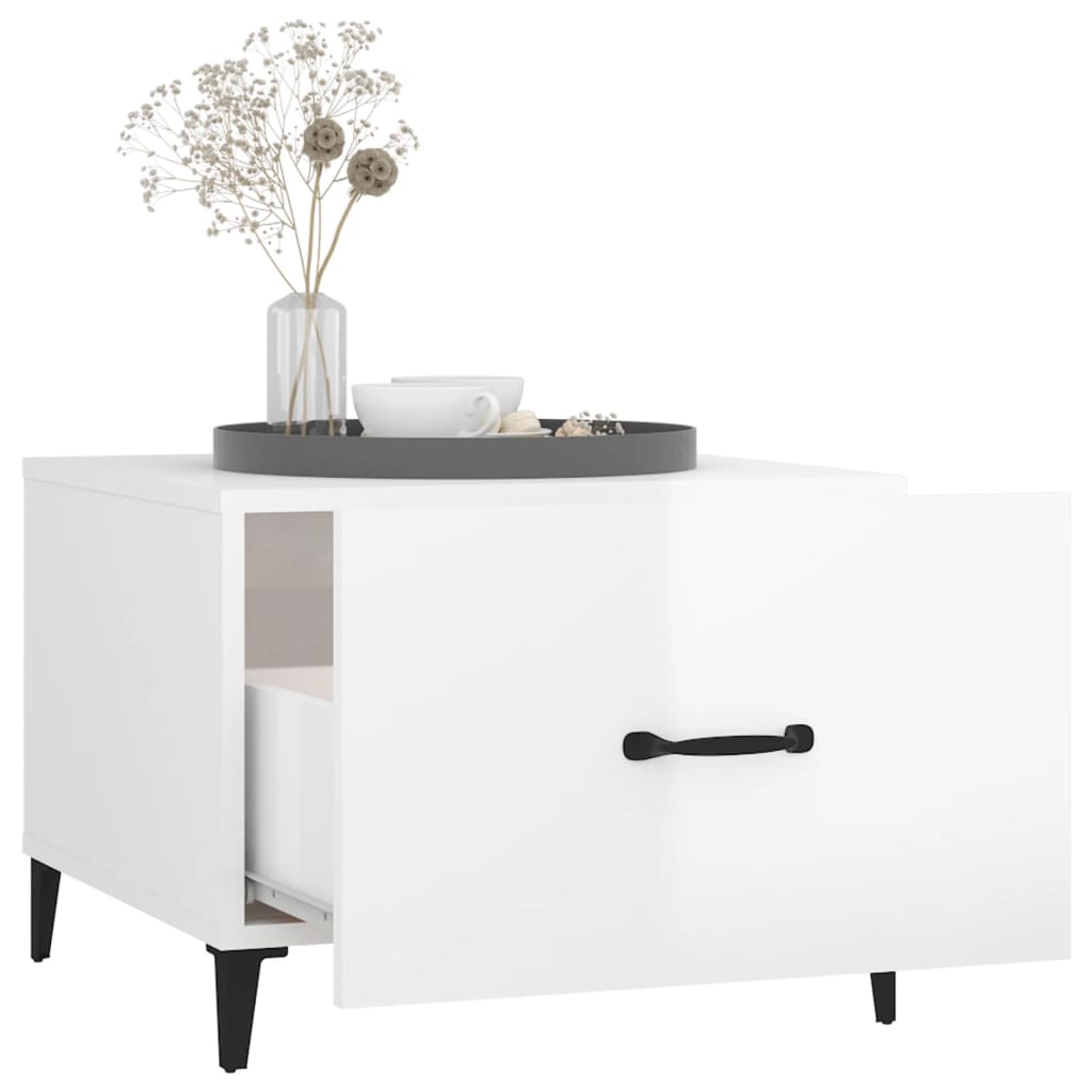 Table basse avec pieds en métal Blanc brillant 50x50x40 cm - XIOS
