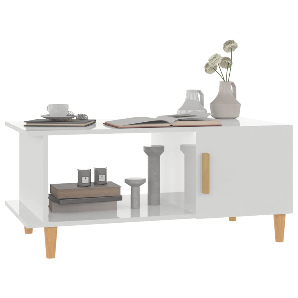 Table basse Blanc brillant 90x50x40 cm Bois d'ingénierie - XIOS