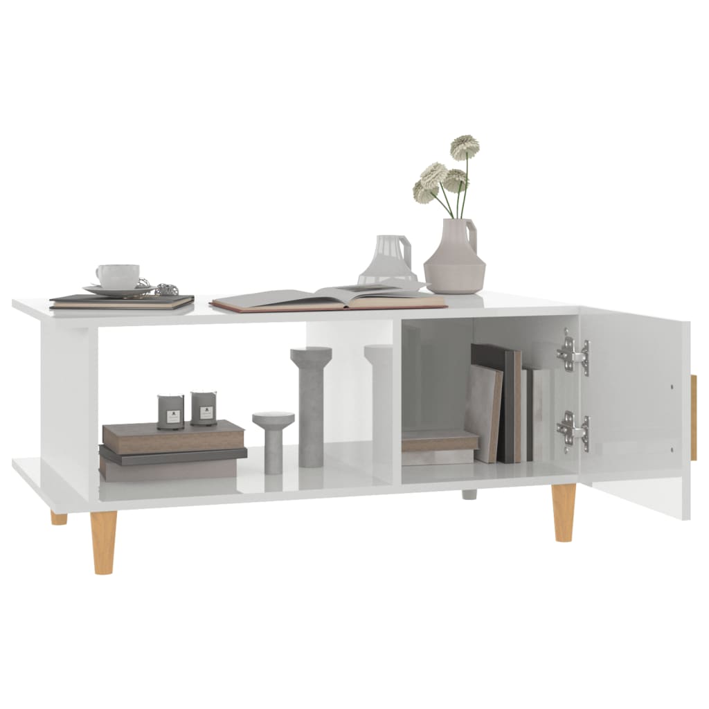 Table basse Blanc brillant 90x50x40 cm Bois d'ingénierie - XIOS