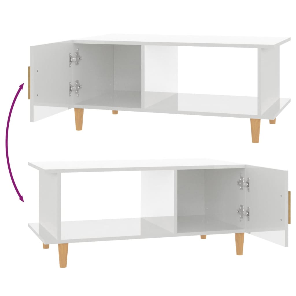 Table basse Blanc brillant 90x50x40 cm Bois d'ingénierie - XIOS