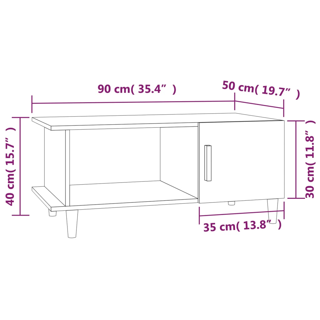 Table basse Blanc brillant 90x50x40 cm Bois d'ingénierie - XIOS