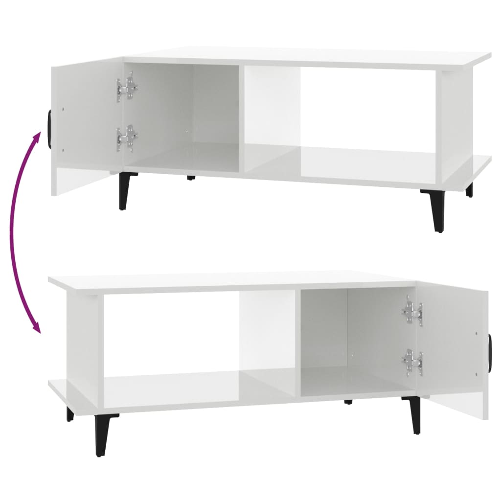Table basse Blanc brillant 90x50x40 cm Bois d'ingénierie - XIOS