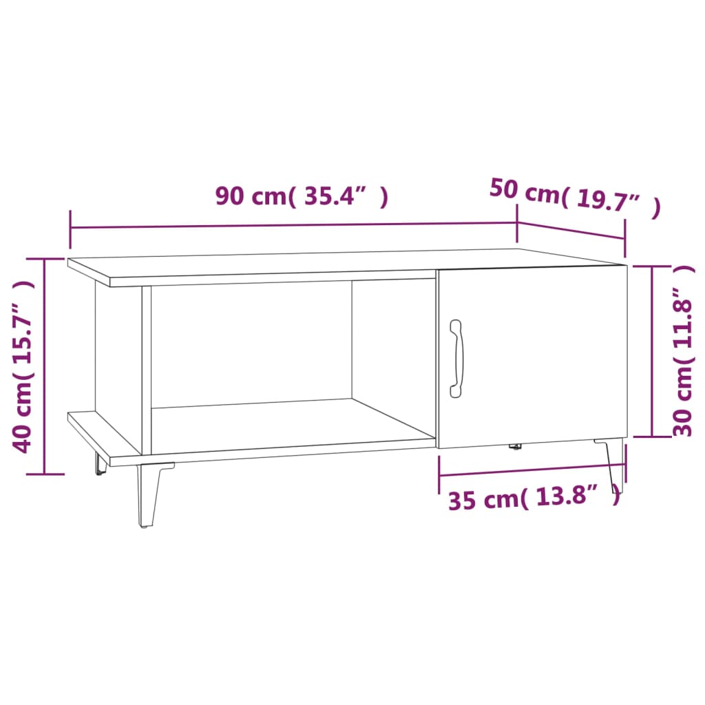 Table basse Blanc brillant 90x50x40 cm Bois d'ingénierie - XIOS