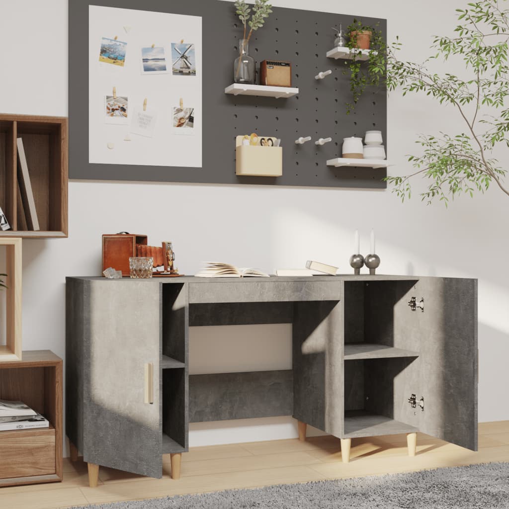 Bureau Gris béton 140x50x75 cm Bois d'ingénierie Bureaux vidaXL
