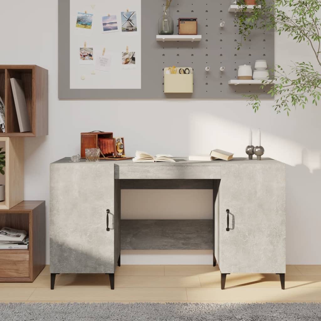 Bureau Gris béton 140x50x75 cm Bois d'ingénierie - XIOS