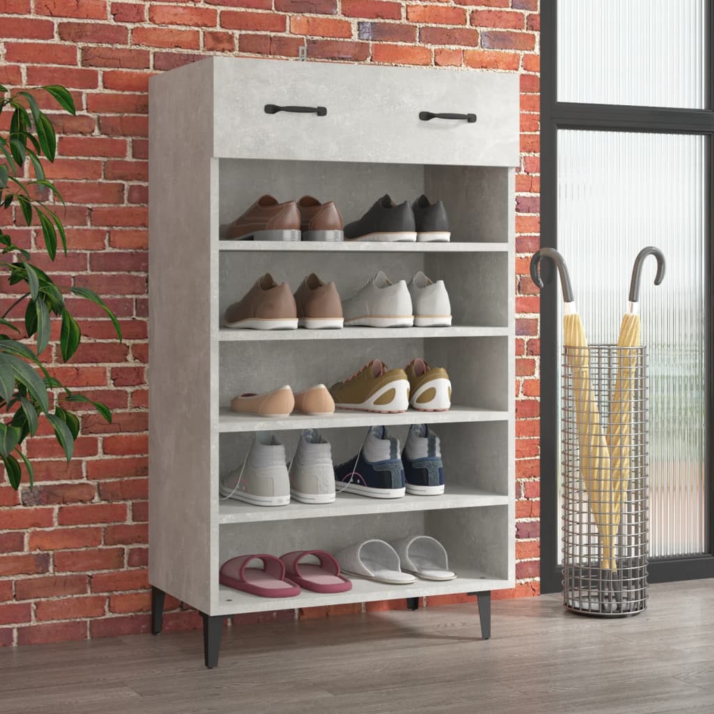 Armoire à chaussures Gris béton 60x35x105 cm Bois d'ingénierie - XIOS
