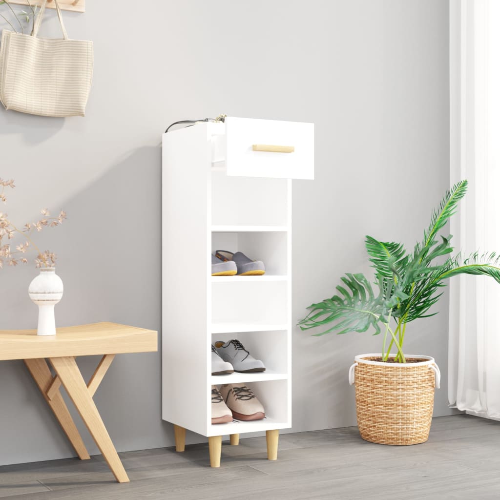 Armoire à chaussures Blanc 30x35x105 cm Bois d'ingénierie - XIOS