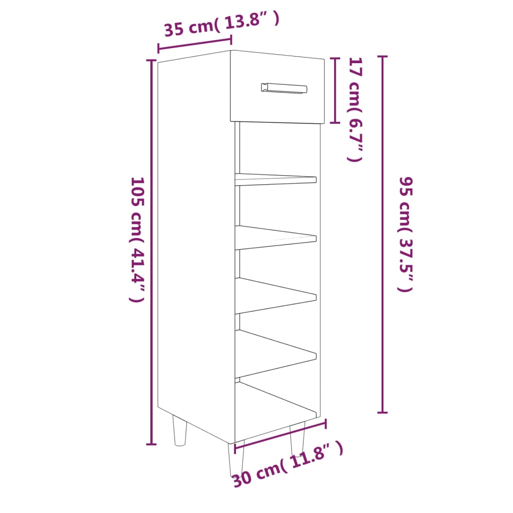 Armoire à chaussures Blanc 30x35x105 cm Bois d'ingénierie - XIOS