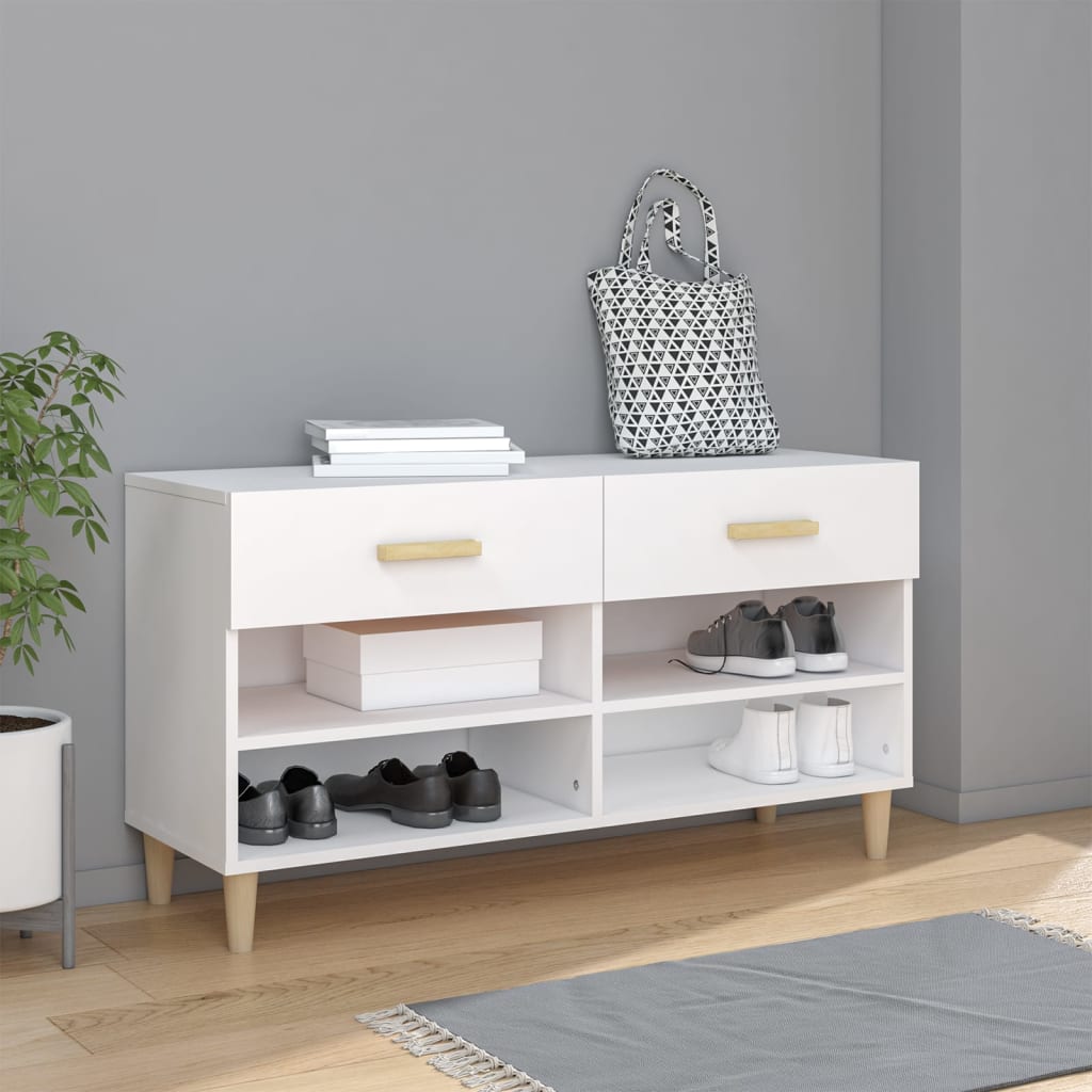 Armoire à chaussures Blanc 102x35x55 cm Bois d'ingénierie - XIOS