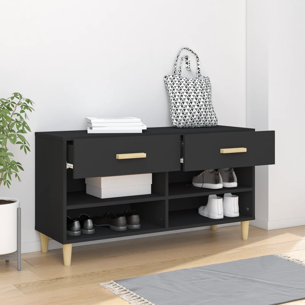 Armoire à chaussures Noir 102x35x55 cm Bois d'ingénierie - XIOS