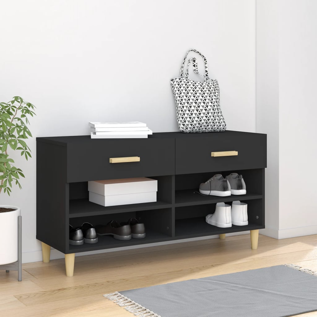 Armoire à chaussures Noir 102x35x55 cm Bois d'ingénierie - XIOS