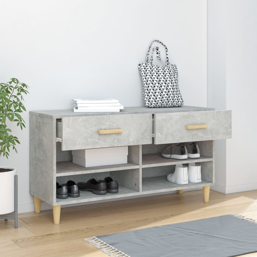 Armoire à chaussures Gris béton 102x35x55 cm Bois d'ingénierie - XIOS