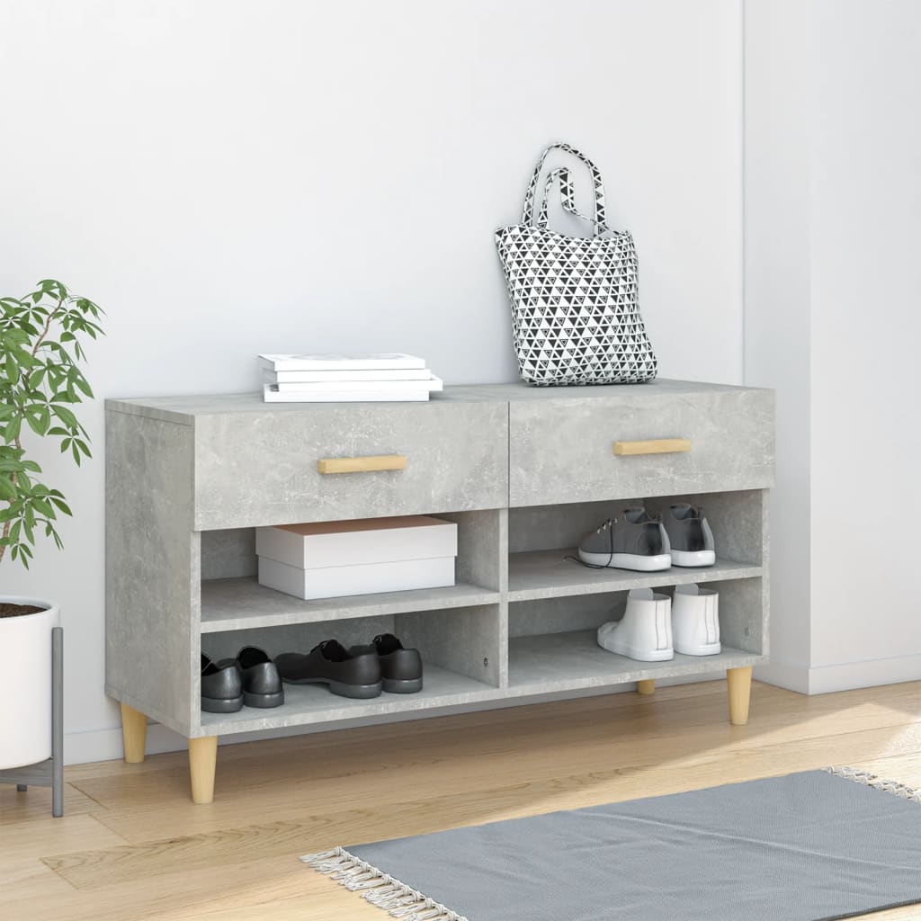 Armoire à chaussures Gris béton 102x35x55 cm Bois d'ingénierie - XIOS