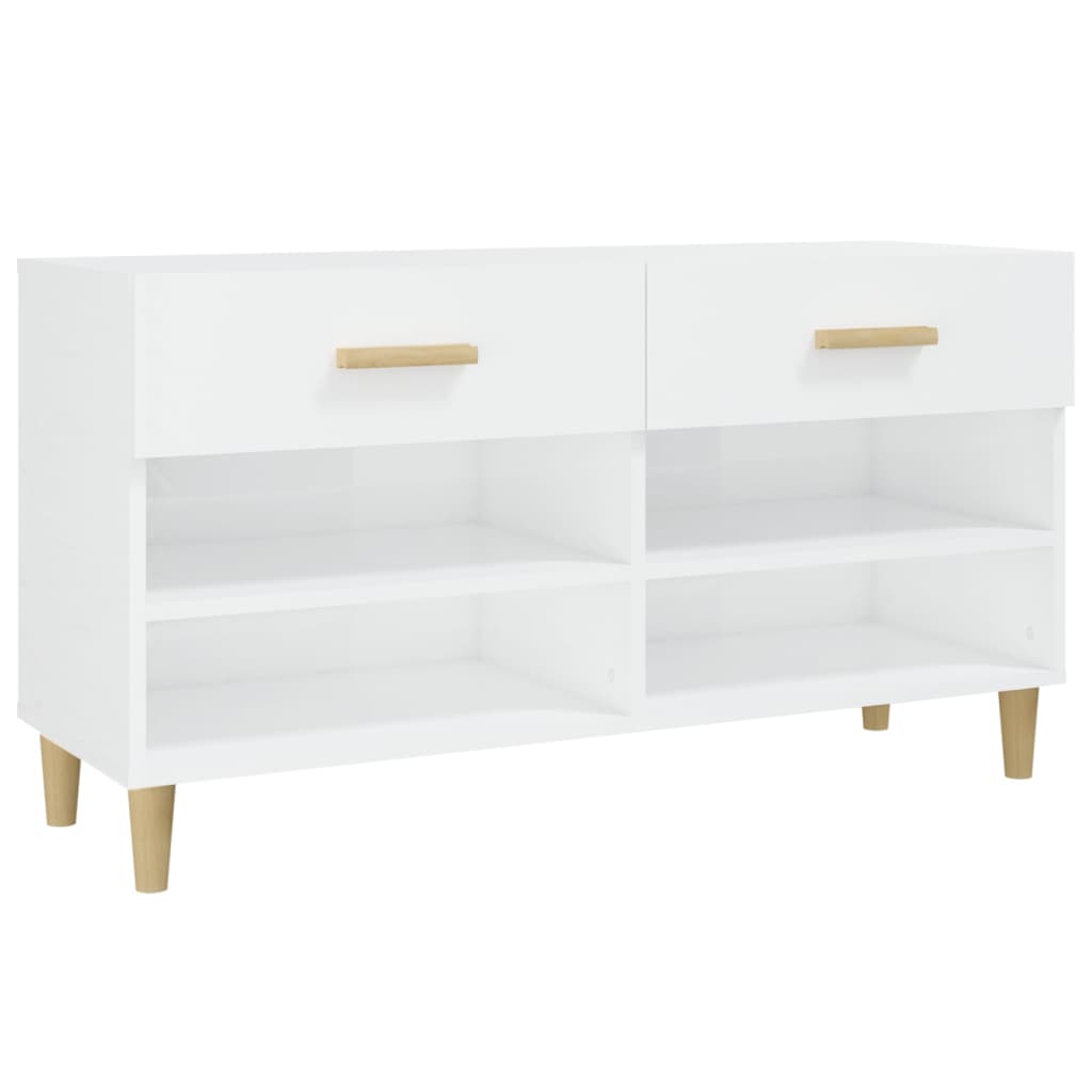 Armoire à chaussure Blanc brillant 102x35x55 cm Bois ingénierie - XIOS