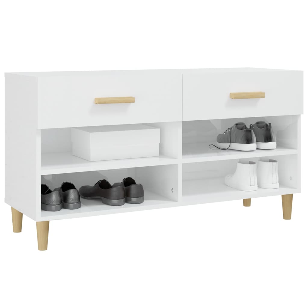 Armoire à chaussure Blanc brillant 102x35x55 cm Bois ingénierie - XIOS