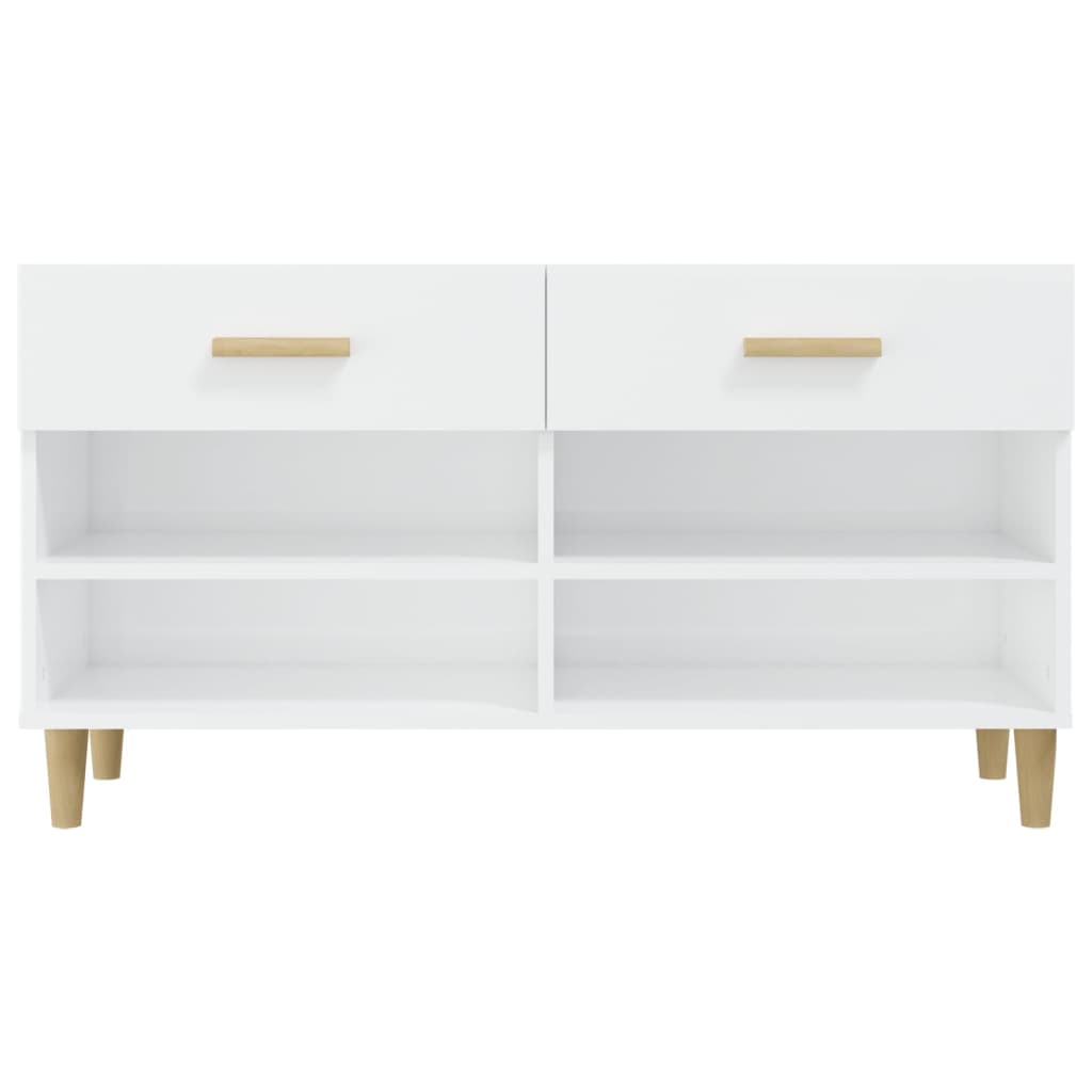 Armoire à chaussure Blanc brillant 102x35x55 cm Bois ingénierie - XIOS