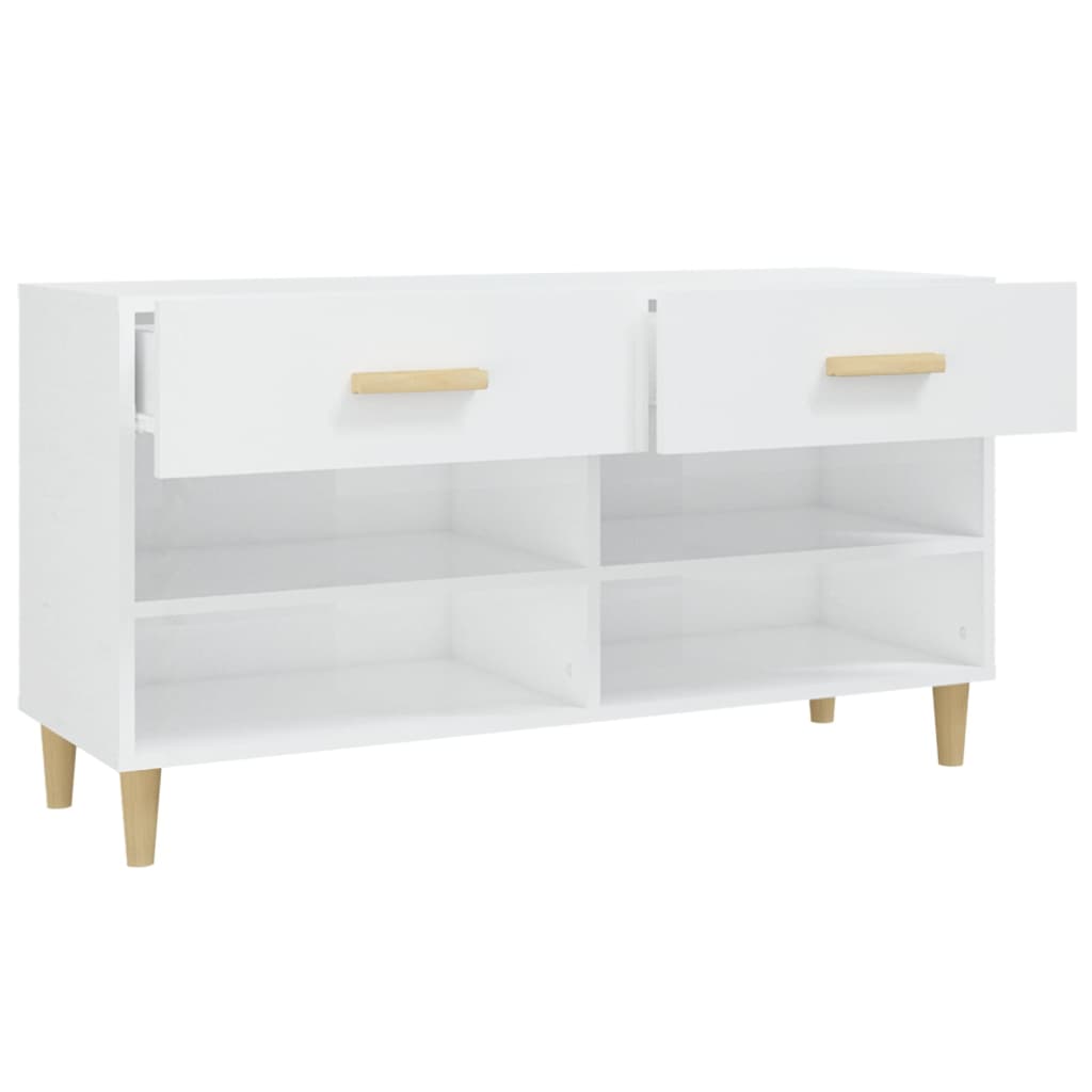 Armoire à chaussure Blanc brillant 102x35x55 cm Bois ingénierie - XIOS